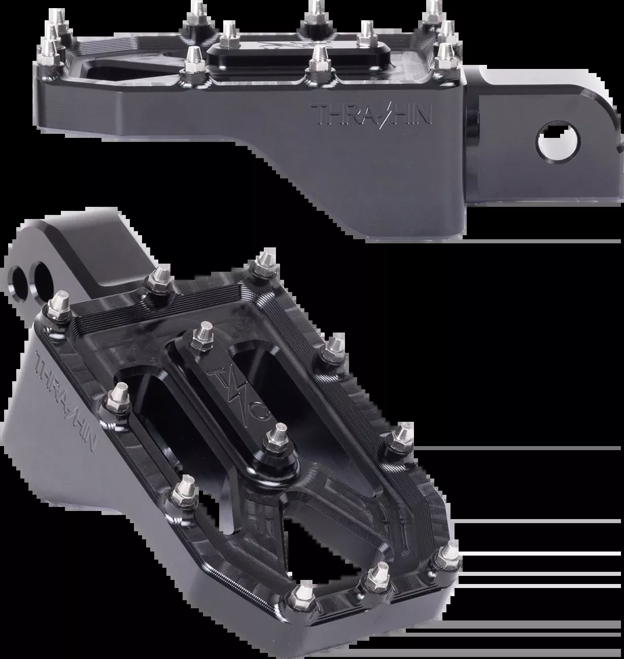 Thrashin Supply Co. Aggressor Foot Pegs - Rear - Black - FL/FX '18-'25 - TSC-2022-1-SR