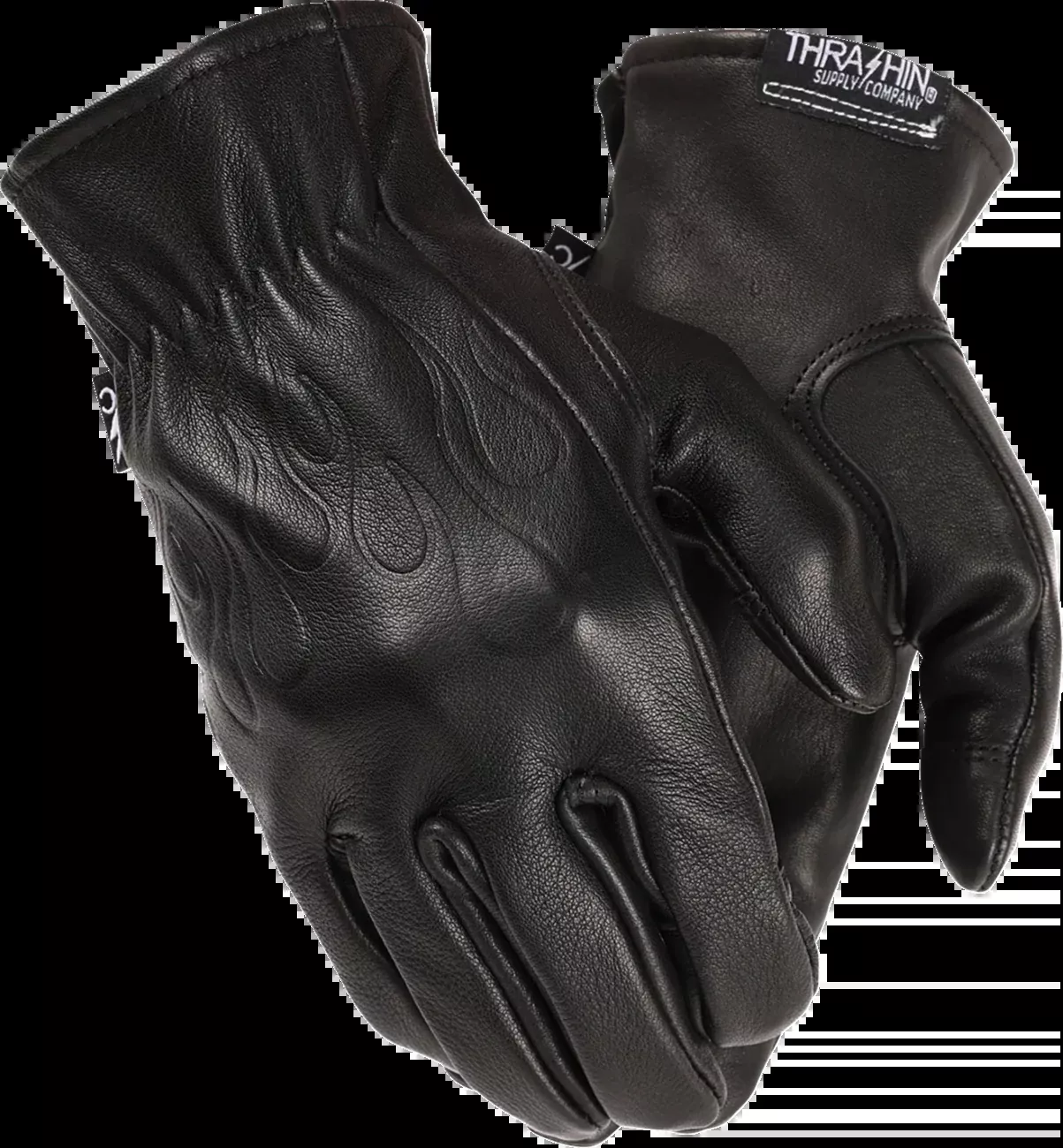 Thrashin Supply Co. Roper Leather Gloves - Black - Large - TRG-01-10