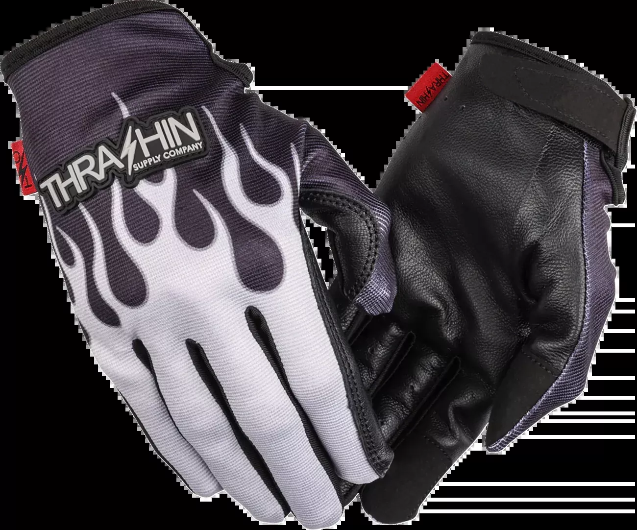 Thrashin Supply Co. Stealth Leather Palm Flame Gloves - Gray - XL - SV1-22-11