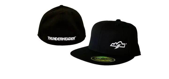 THUNDERHEADER RACING BLACK FLAT BILL TRUCKER HAT