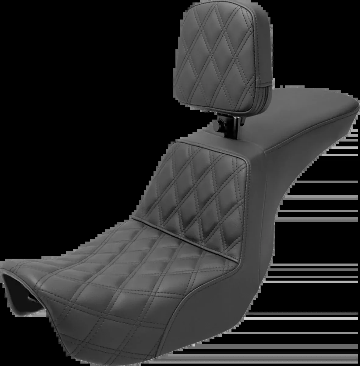 Tour Step-Up Seat - Rider Backrest - Front Lattice Stitch - Dyna '06-'17