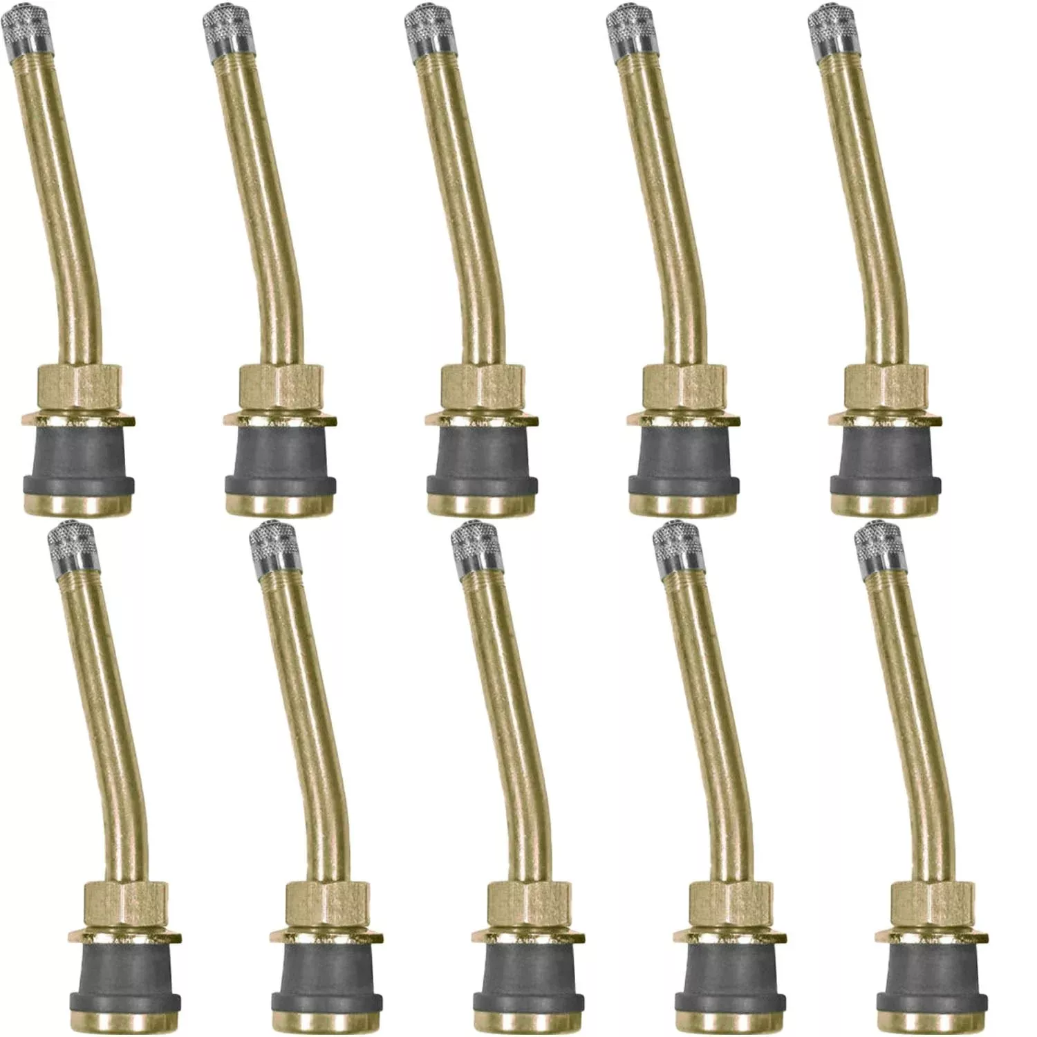 TR571-13 3-3/8″ Brass Clamp-in Truck Wheel Valve Stem 13° Bend Pack of 10