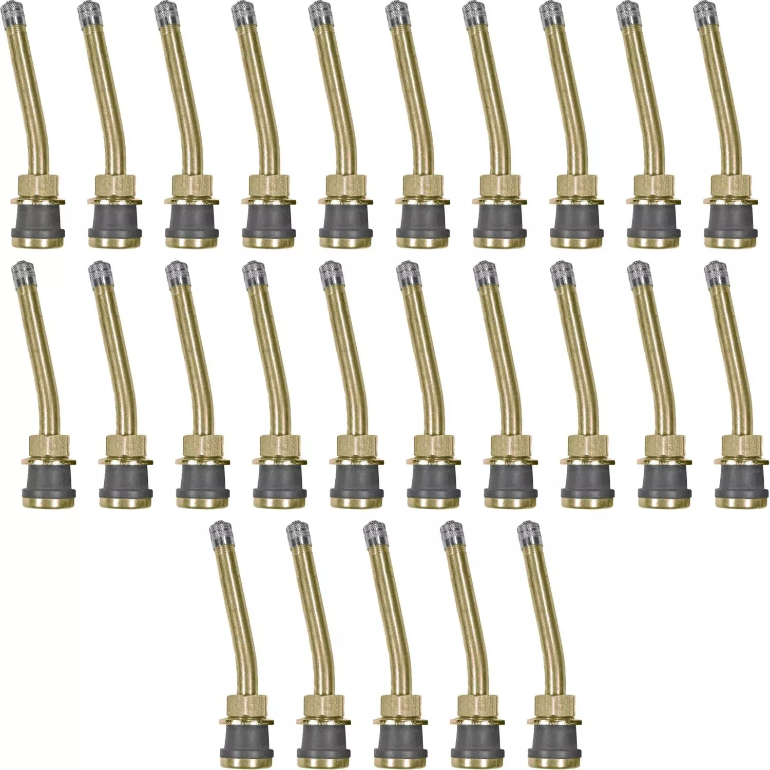 TR571-13 3-3/8″ Brass Clamp-in Truck Wheel Valve Stem 13° Bend Pack of 25