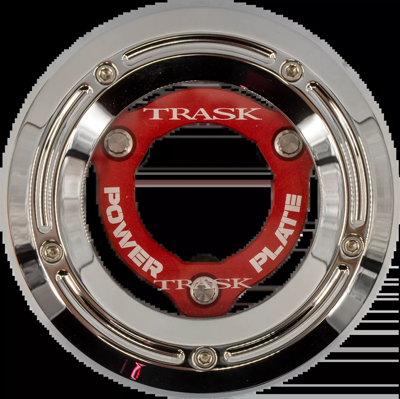 Trask Derby Cover with Power Plate - Chrome/Red - Kit - '18-'25 Softail - TM-0052-CH-RD