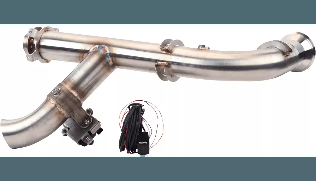 Trinity Racing Side Piece Header Pipe with Electronic Cutout for '17-Up Can Am Maverick X3
