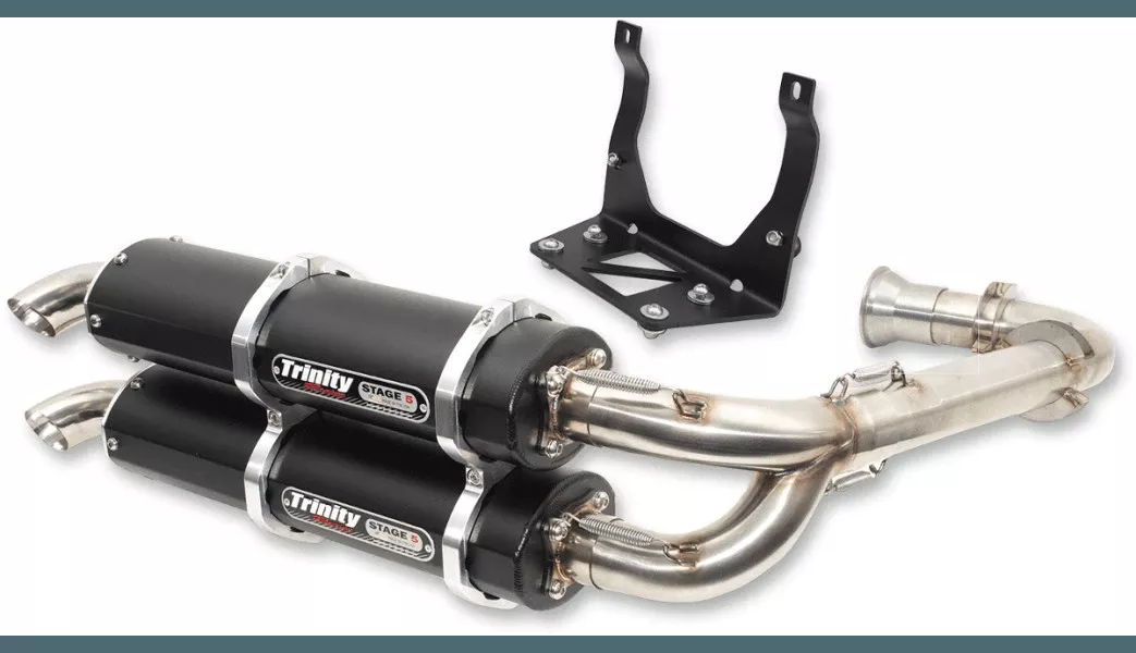 Trinity Racing Stage 5 Dual Exhaust System for Maverick X3 Turbo R 900 4x4 - Black