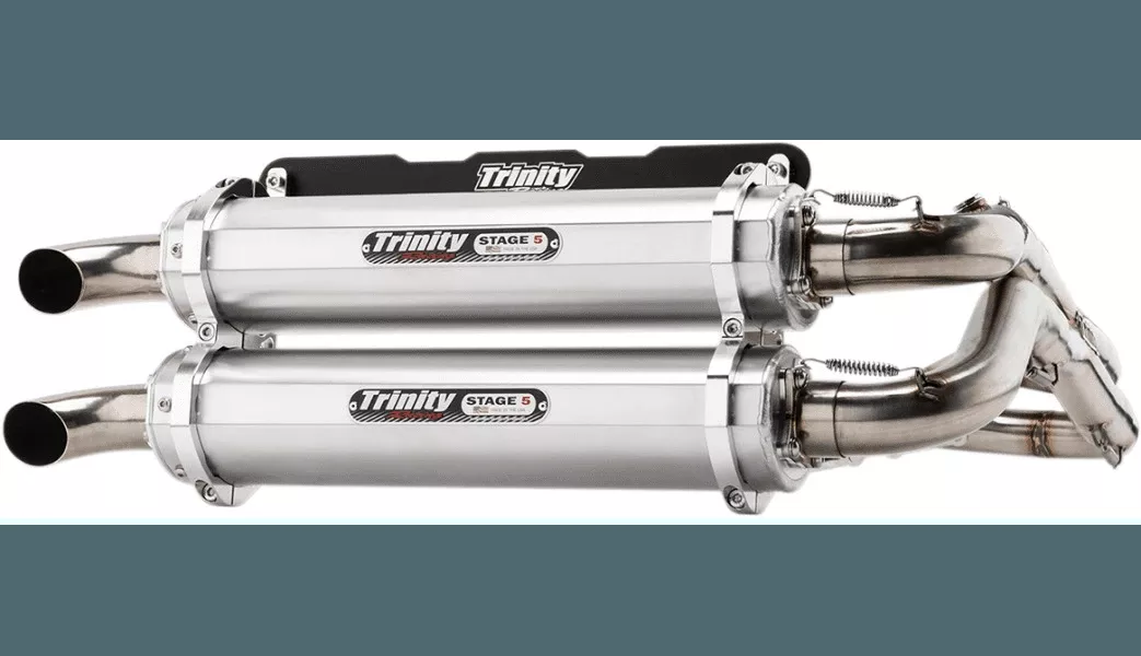 Trinity Racing Stage 5 Dual Exhaust System for Polaris RZR RS1 4x4 - Brushed