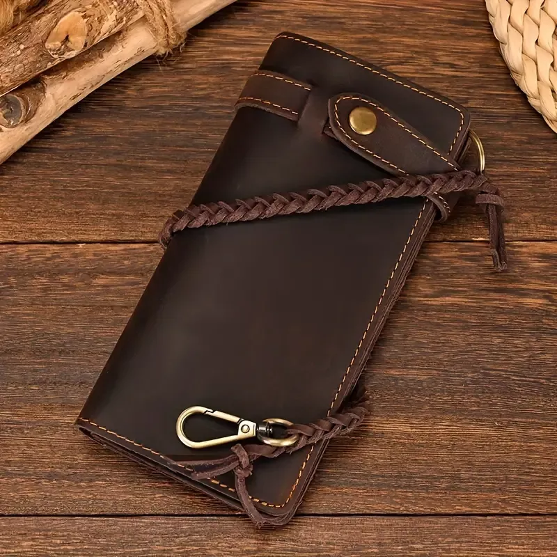 TRUCKER / BIKER LEATHER BROWN WHIP WALLET
