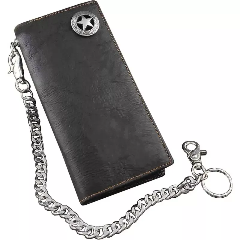 TRUCKER / BIKER LEATHER TEXAN STAR WALLET C/W CHAIN