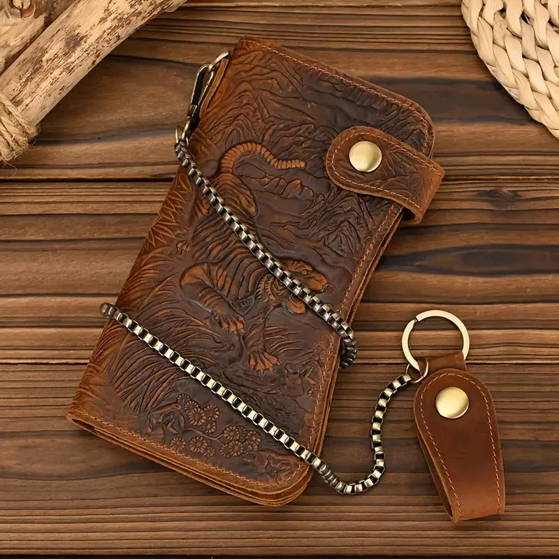 TRUCKER / BIKER LEATHER TIGER WALLET C/W CHAIN