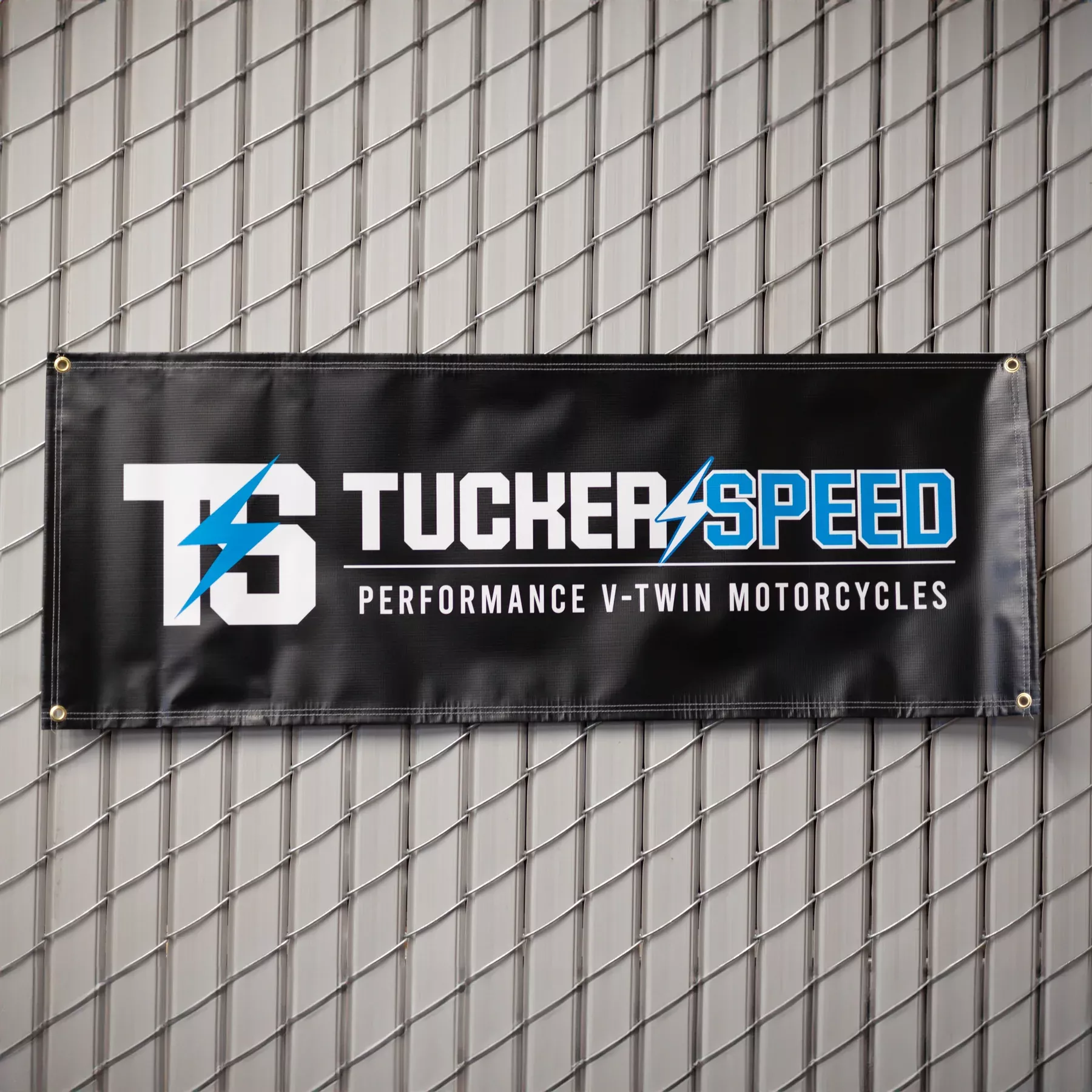 Tucker Speed Shop Banner - Performance Motorcycles - 48"x18"