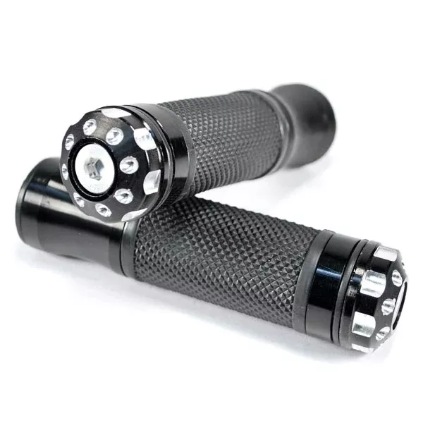 Universal Motorcycle Street Bike Black Hand Grips Bar Ends (7/8")