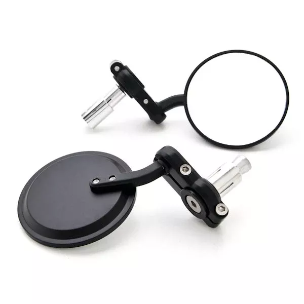 Universal Round Bar End Convex Mirrors For Increased Vision Fits 7/8" and 1" Handle Bars