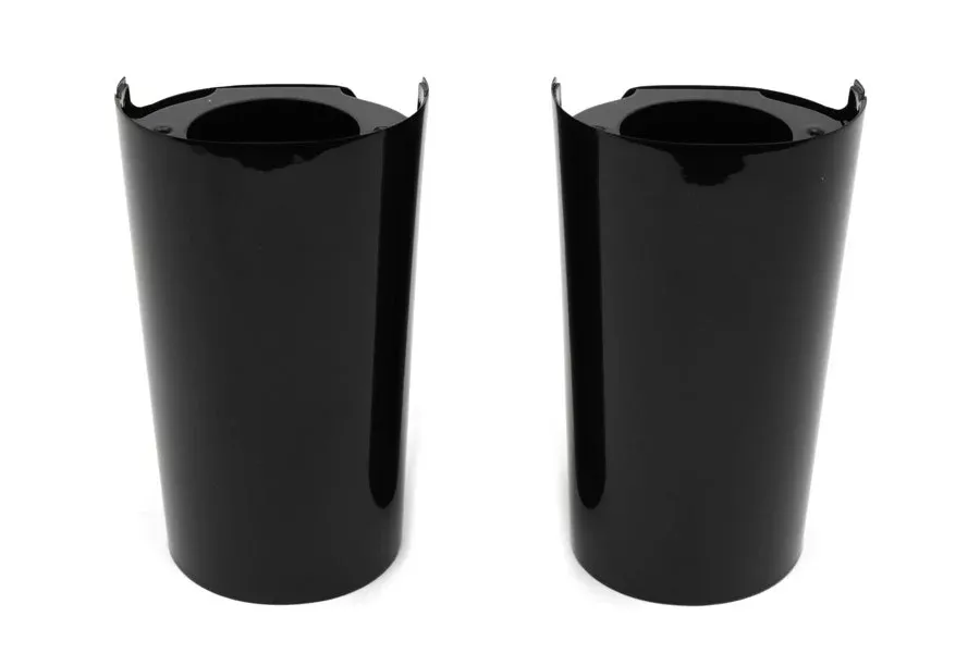 V-Twin Black 49mm Fork Boots Cow Bells Slider Covers for Harley Touring 14-17
