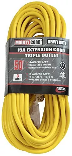 Valterra A10-5014TTE Mighty Cord 50' 15A 14/3 Triple Outlet Extension Cord