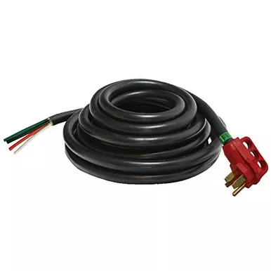 Valterra A10-5025END Mighty Cord 50 Amp Non-Detachable Power Cord 25', Red