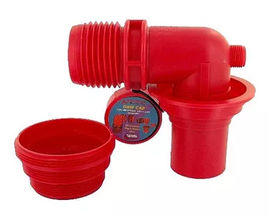 Valterra F02-3305VP EZ Coupler Red 90° Sewer Adapter with Thread Attachment