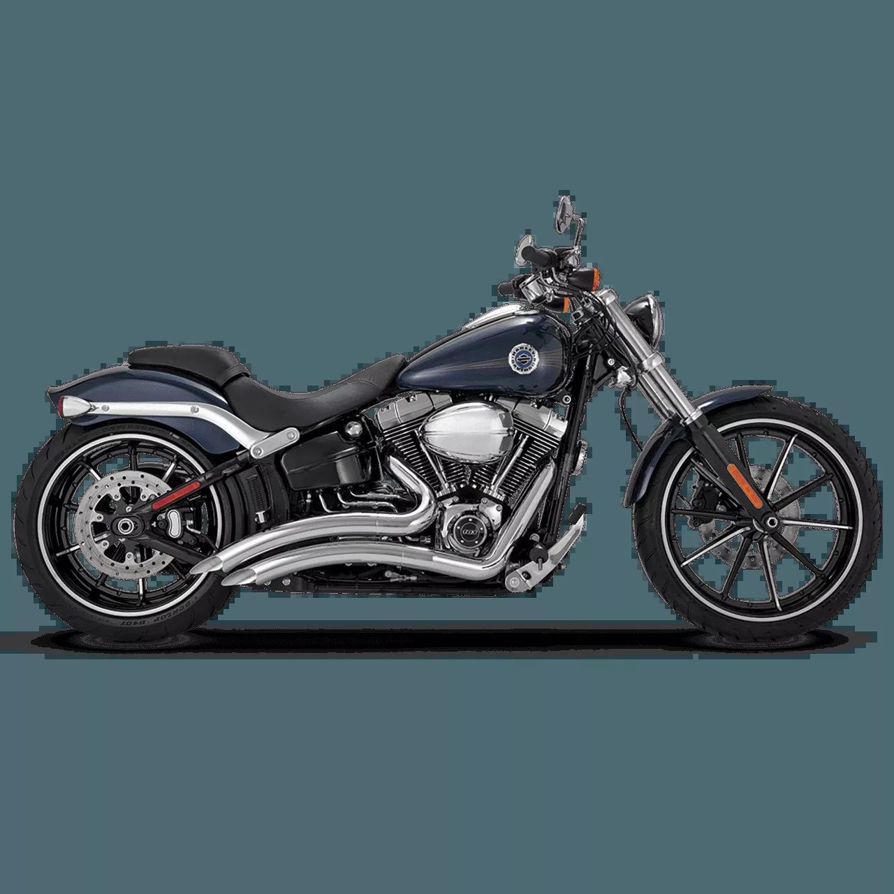 Vance & Hines Big Radius 2-Into-2 Exhaust for '13-17 Softail Breakout/CVO Models Chrome (49-state emissions compliant)