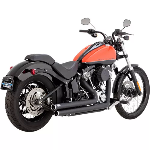 Vance & Hines Big Shots Staggered PCX Exhaust for 1986-2017 Harley Softail - Black