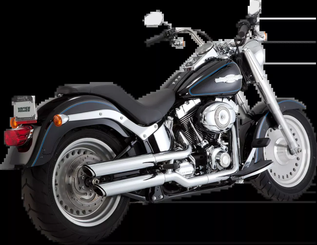 Vance & Hines Twin Slash 3" Chrome Slip On Mufflers 2007-2009 Harley Softail