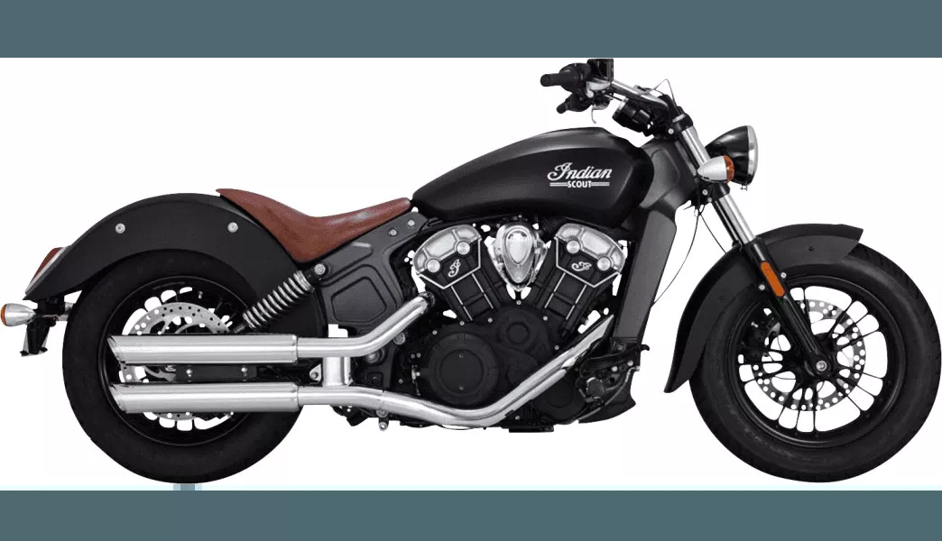 Vance & Hines3" Twin Slash Slip-On Mufflers for '15-24 Indian Scout - Chrome (49-state emissions compliant)