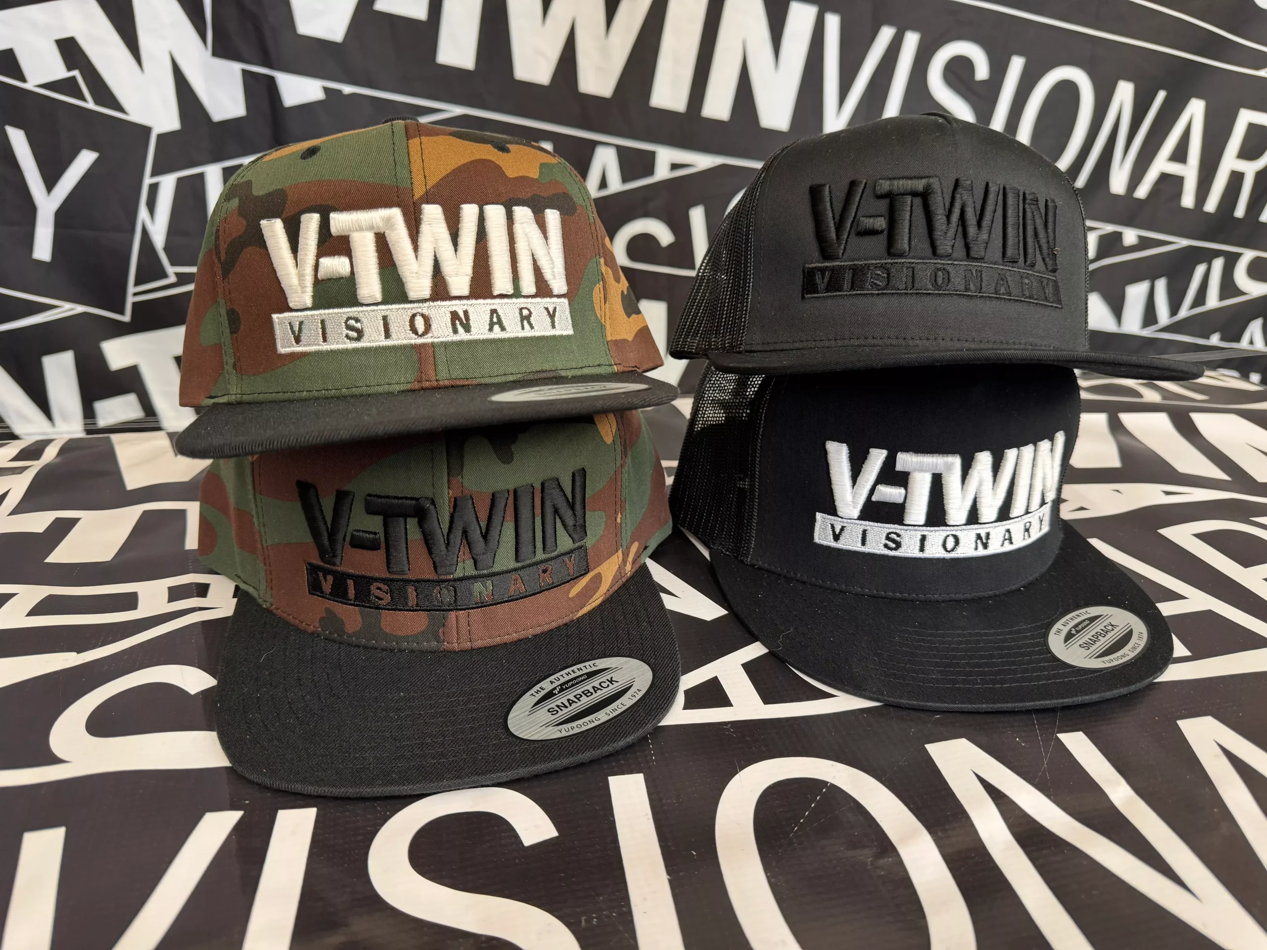 VTV Stacked Puff Stitch Logo Flat Bill Cap