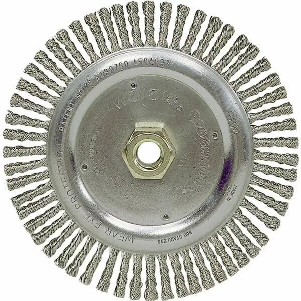 Weiler 08776 6″ x 1/2″ Bead Twist Wire Wheel 5/8″-11 Arbor Nut for Rim King