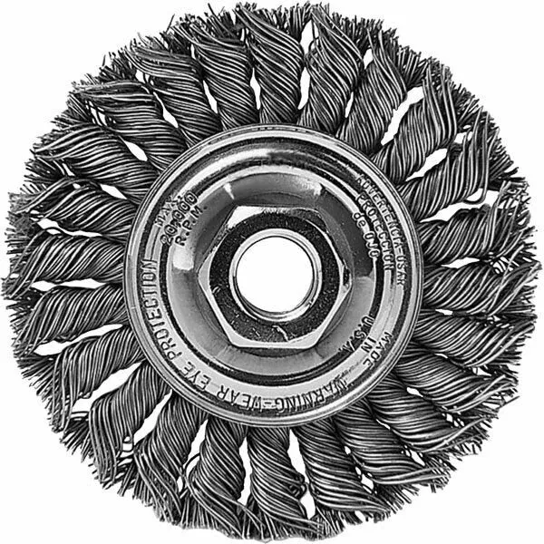 Weiler 13120 4″ x 1/2″ Twist Wire Wheel .020 Wire 5/8″-11 Arbor Nut