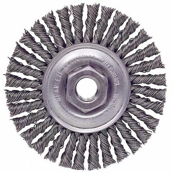 Weiler 13131 4″ x 3/16″ Bead Twist Wire Wheel .020 Wire 5/8″-11 Arbor Nut