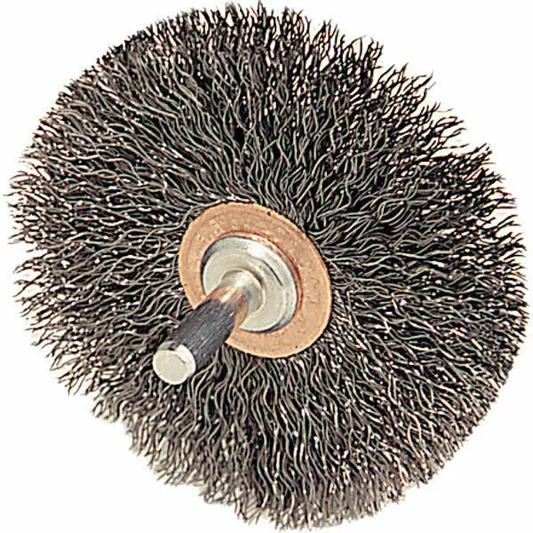 Weiler 17618 3″ x 1/2″ Conflex Wire Brush .014 Stainless Wire 1/4″ Stem