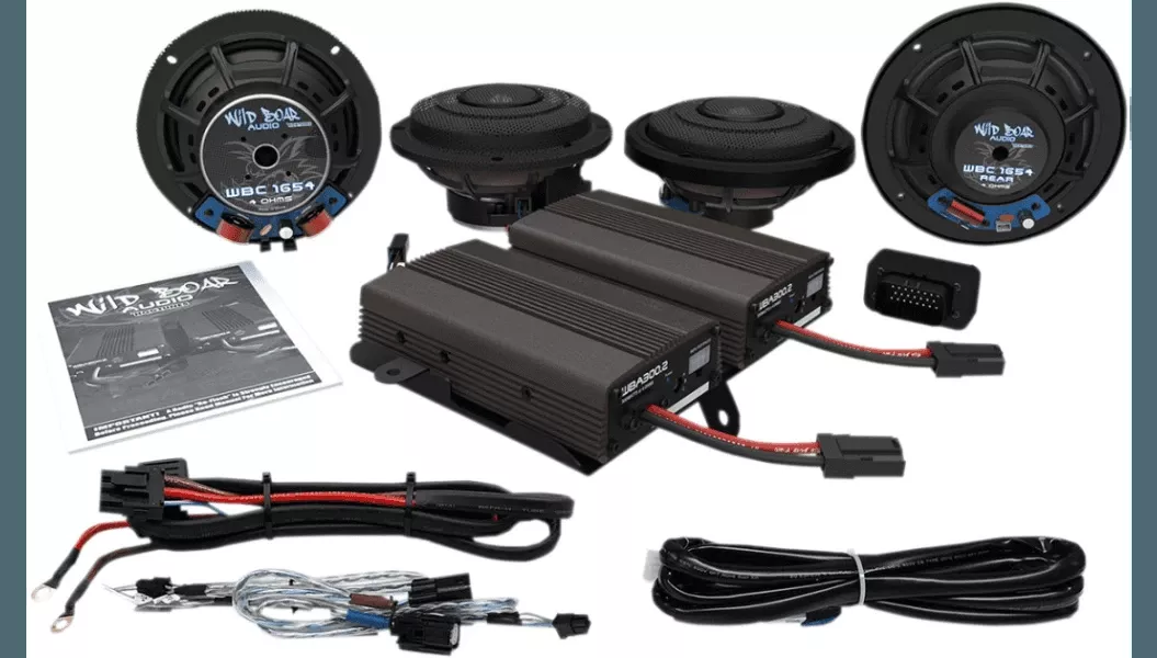 Wild Boar Audio WBA ULTRA KIT SE Front & Rear Speaker Kit with 600 W Amp for ’14-22 CVO FLH Models