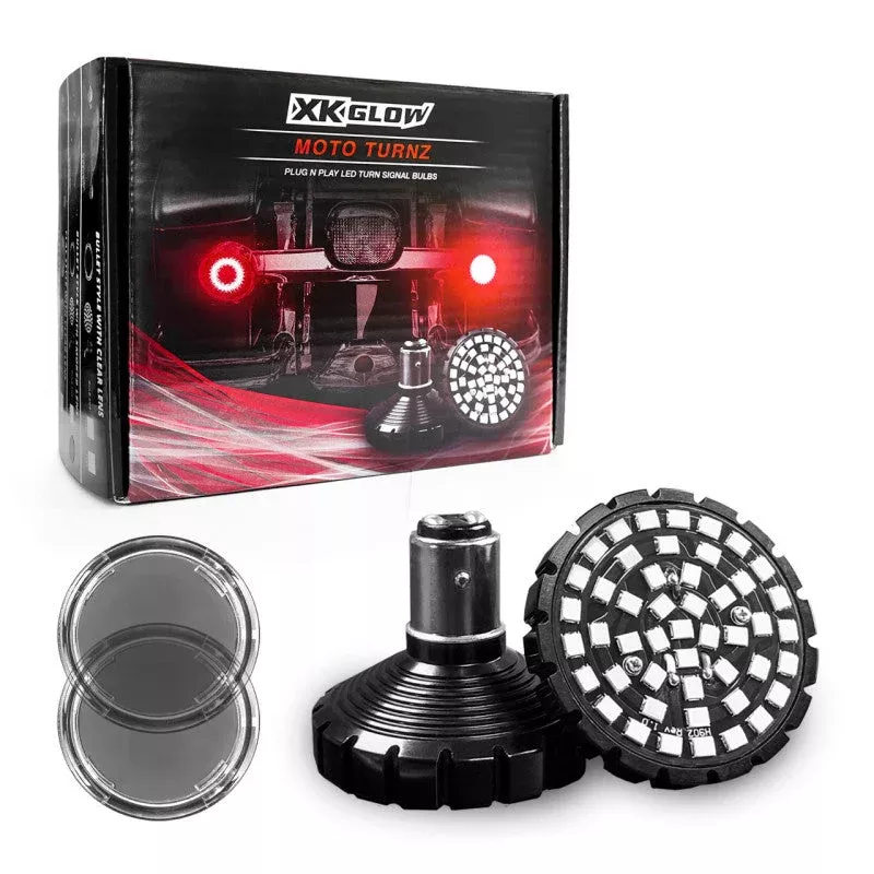 XKGLOW Motorcycle Rear LED Turn Signal Kit – 1156 Bullet Style Smoked Lenses