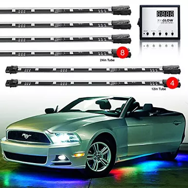 XKGLOW XK041007 8pc 24″ & 4pc 12″ Advanced LED Underbody Glow Light Kit